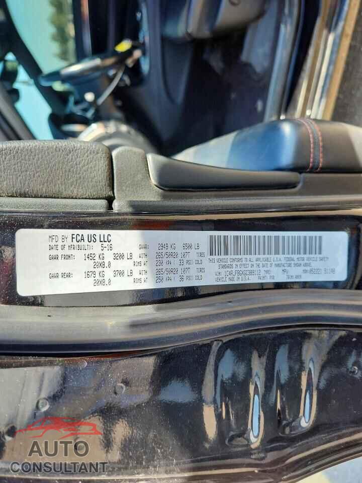JEEP CHEROKEE 2016 - 1C4RJFBGXGC389112