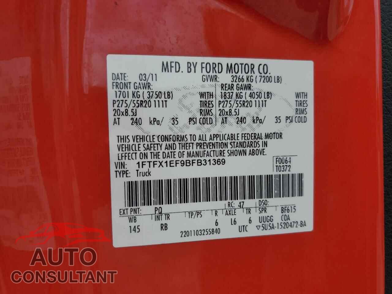 FORD F-150 2011 - 1FTFX1EF9BFB31369