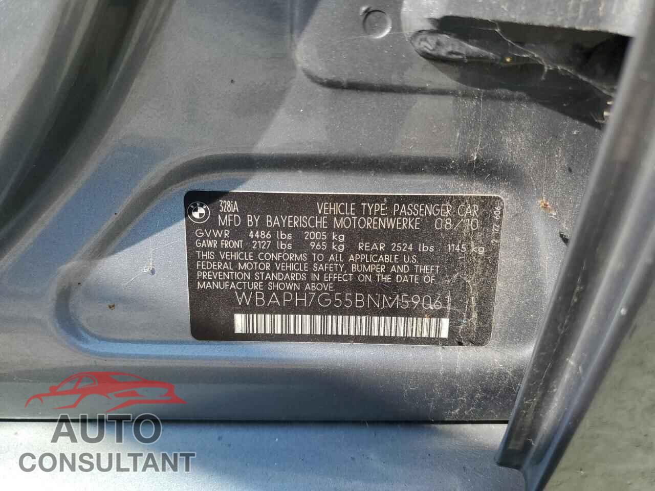 BMW 3 SERIES 2011 - WBAPH7G55BNM59061