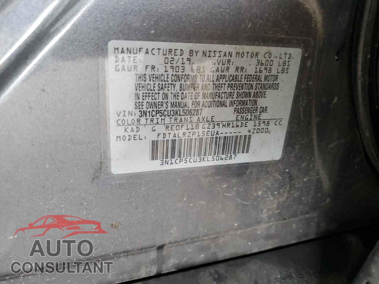NISSAN KICKS 2019 - 3N1CP5CU3KL506287