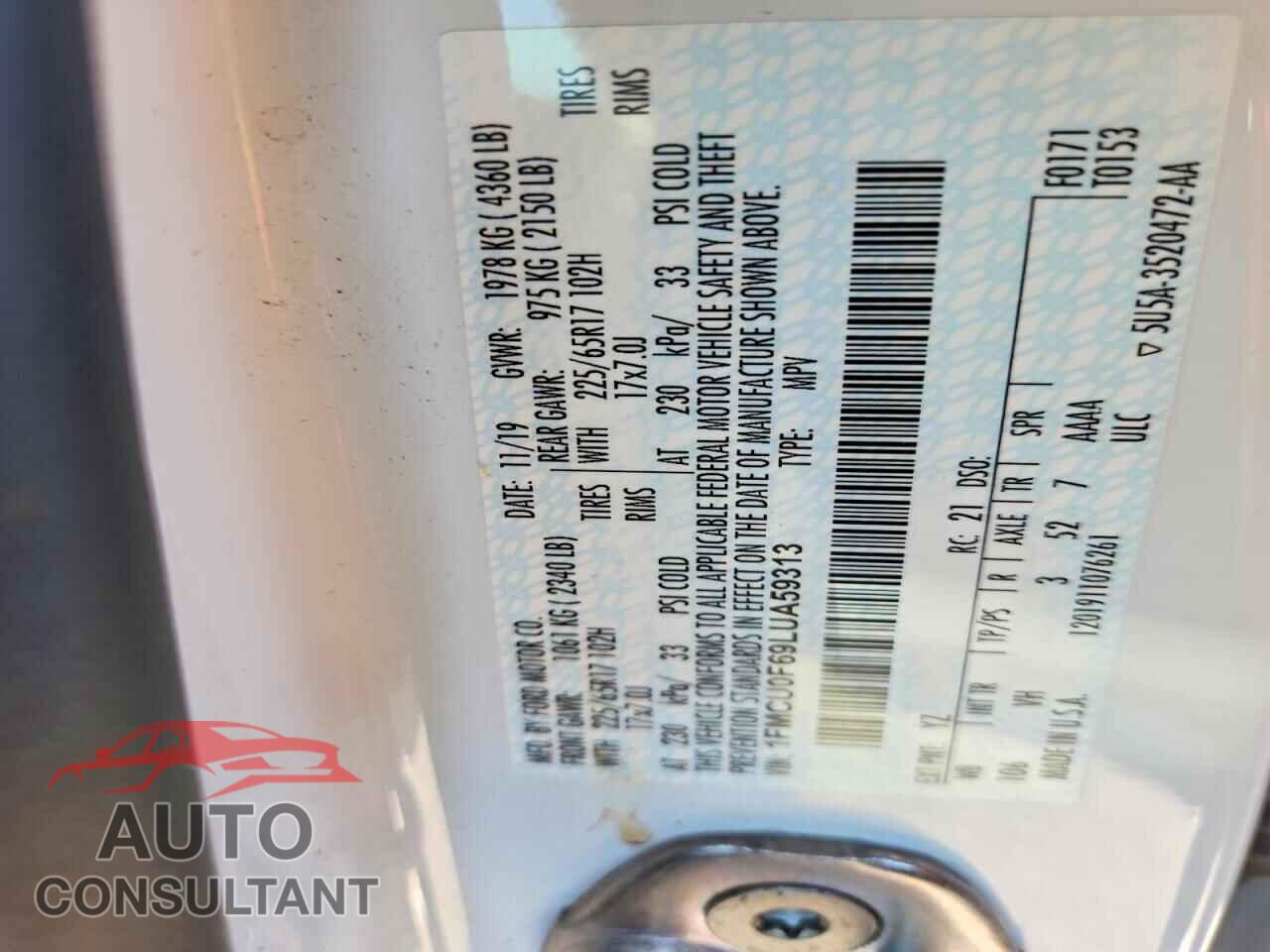 FORD ESCAPE 2020 - 1FMCU0F69LUA59313