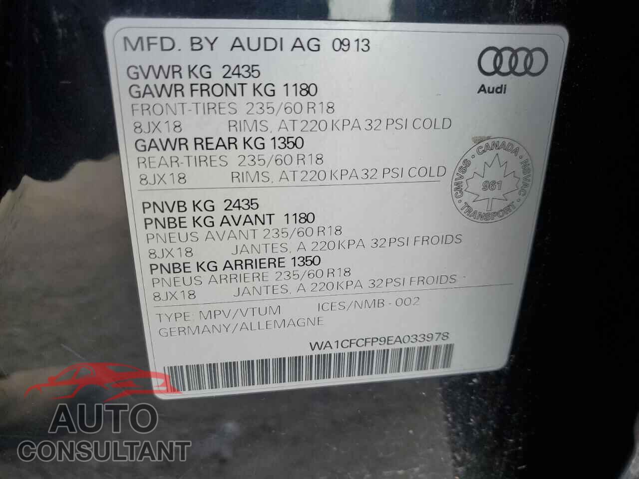 AUDI Q5 2014 - WA1CFCFP9EA033978