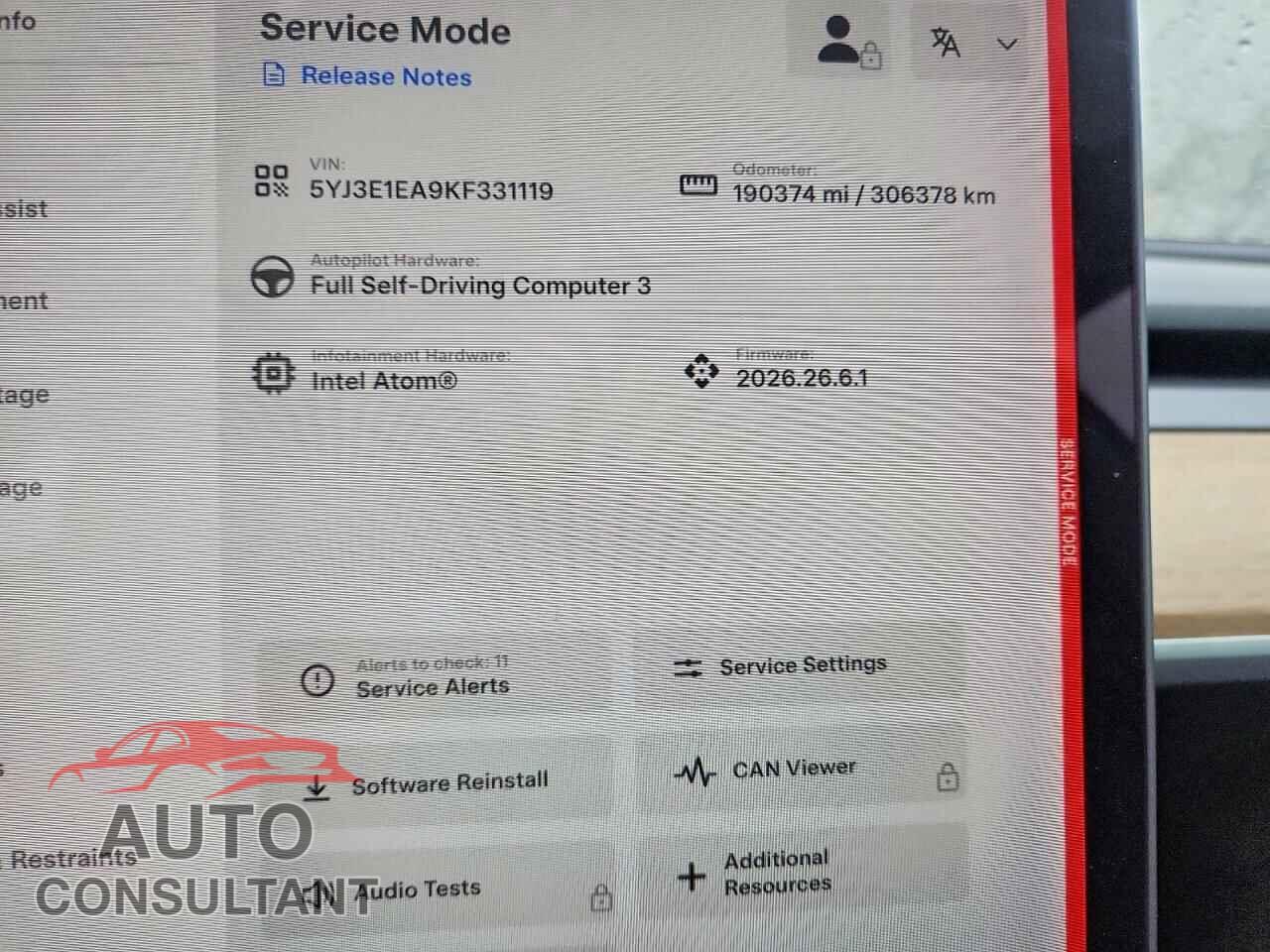 TESLA MODEL 3 2019 - 5YJ3E1EA9KF331119