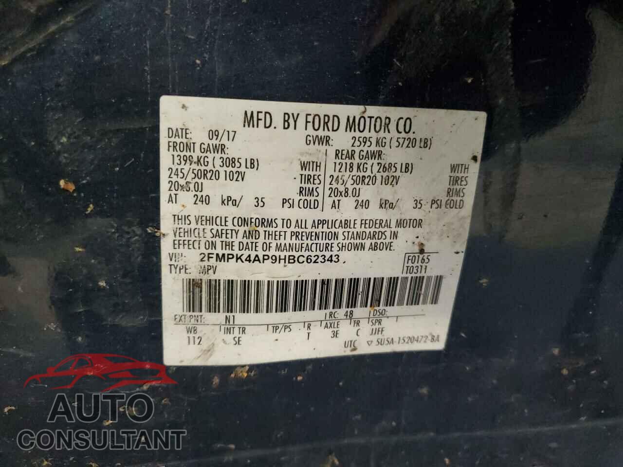 FORD EDGE 2017 - 2FMPK4AP9HBC62343