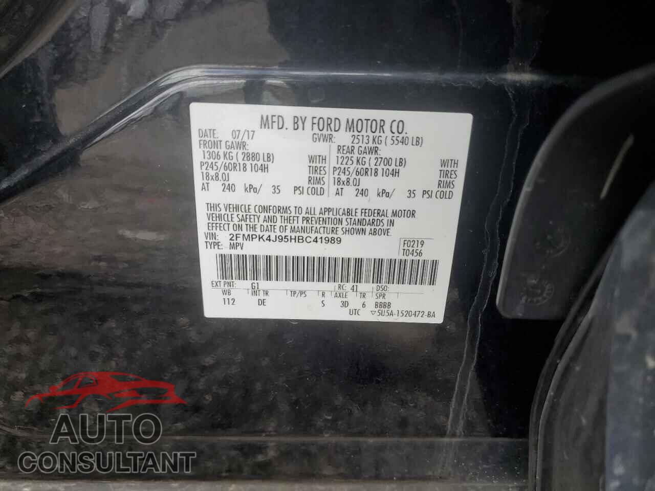 FORD EDGE 2017 - 2FMPK4J95HBC41989
