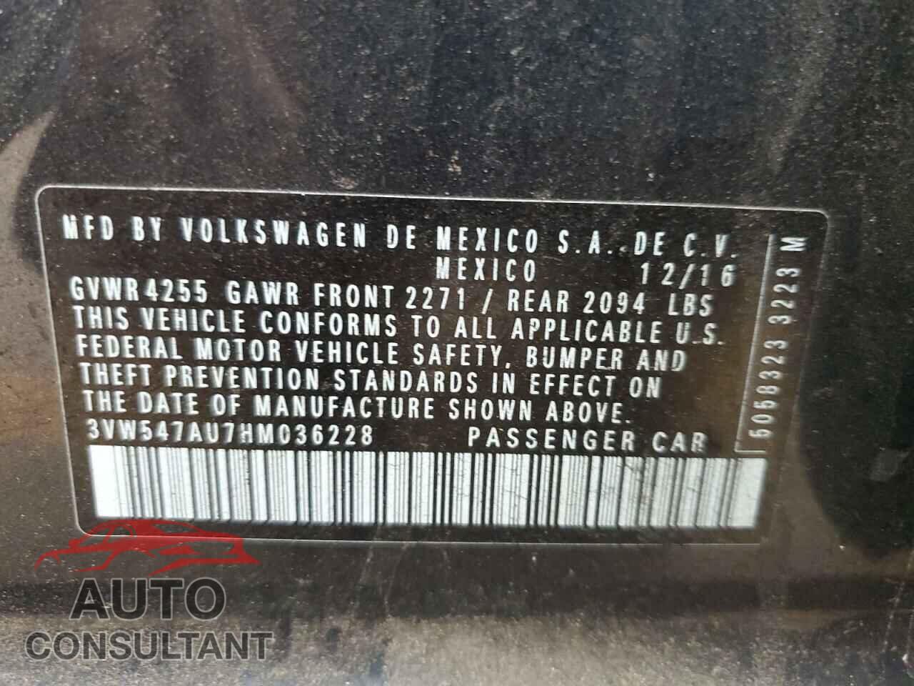 VOLKSWAGEN GTI 2017 - 3VW547AU7HM036228