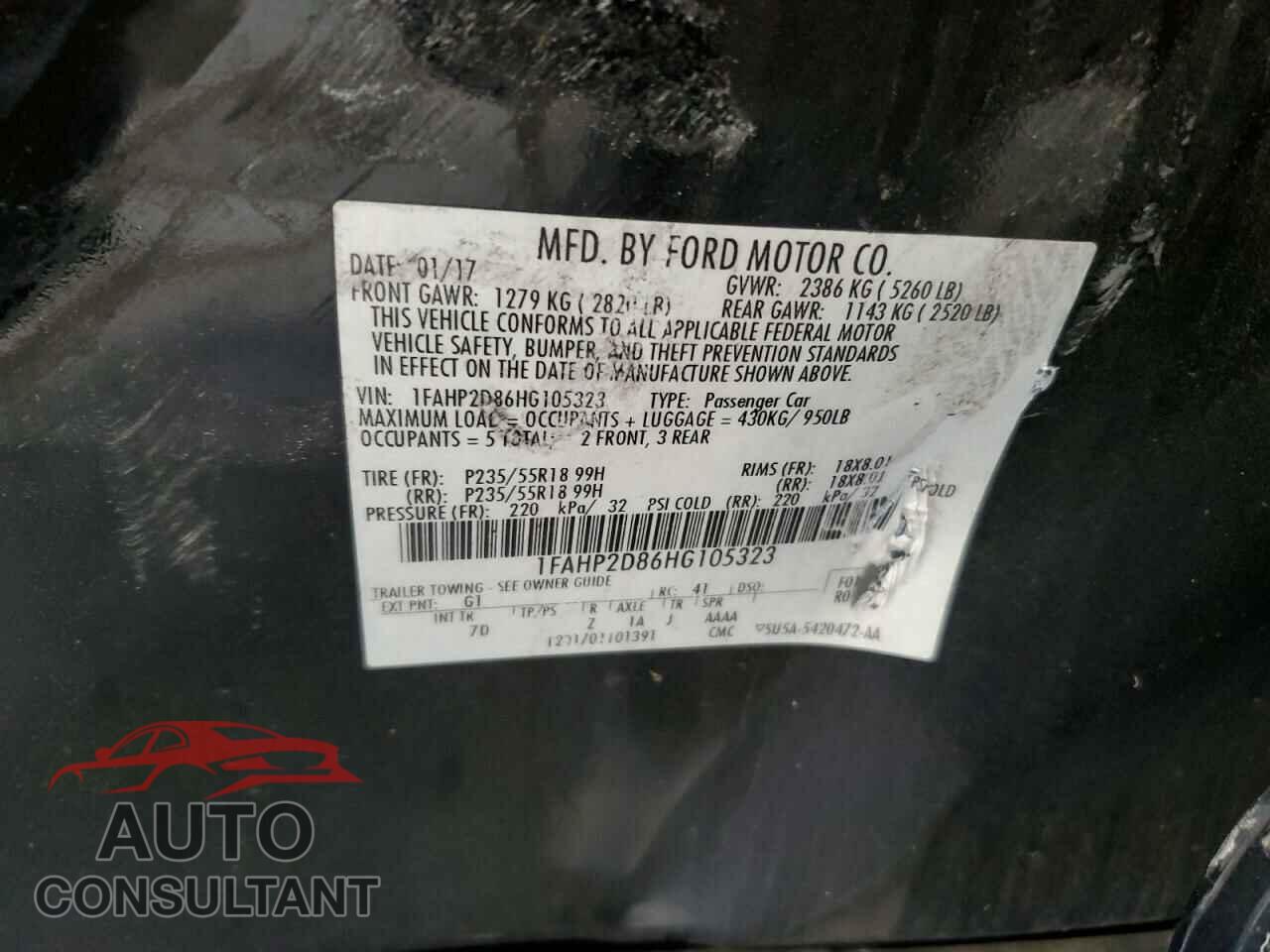 FORD TAURUS 2017 - 1FAHP2D86HG105323