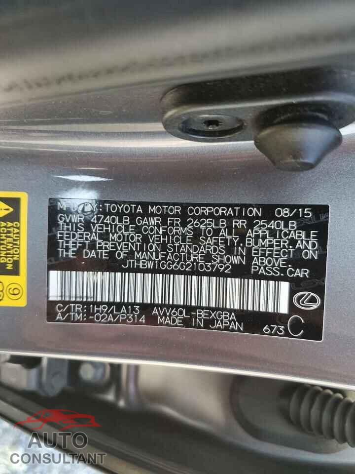 LEXUS ES300 2016 - JTHBW1GG6G2103792