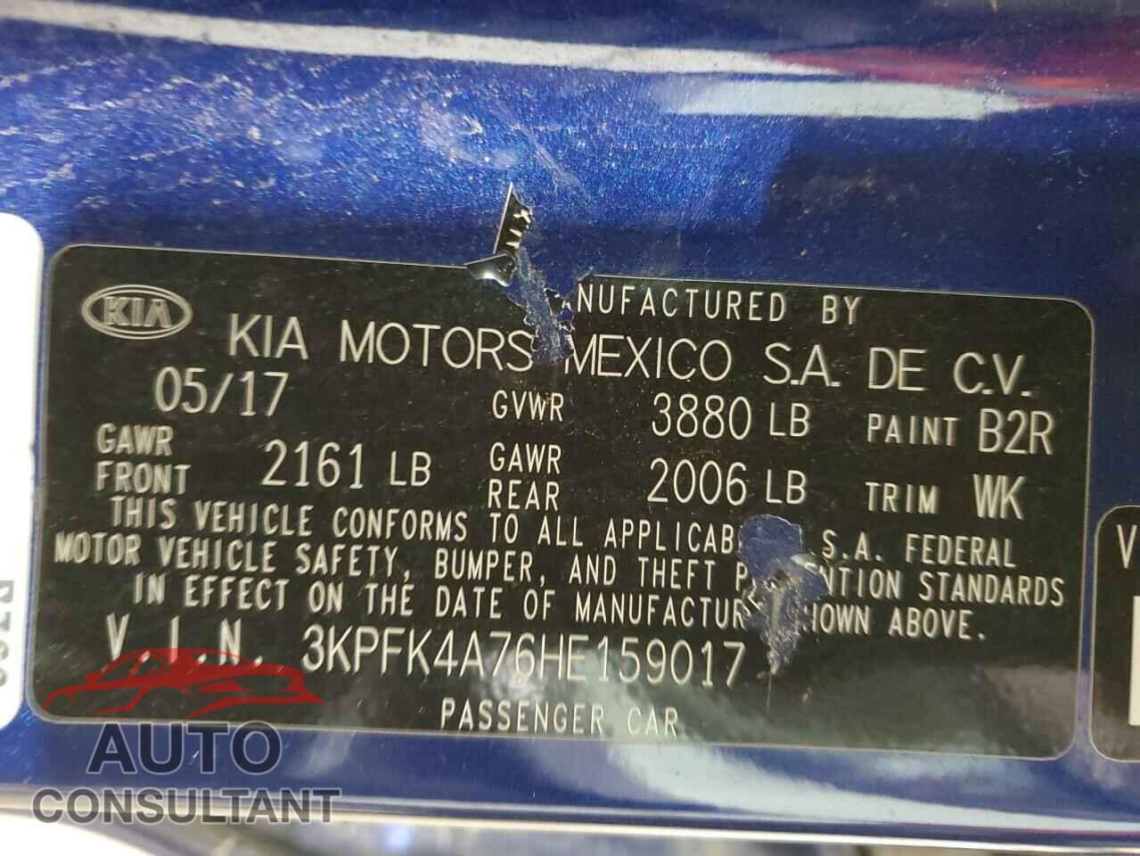 KIA FORTE 2017 - 3KPFK4A76HE159017