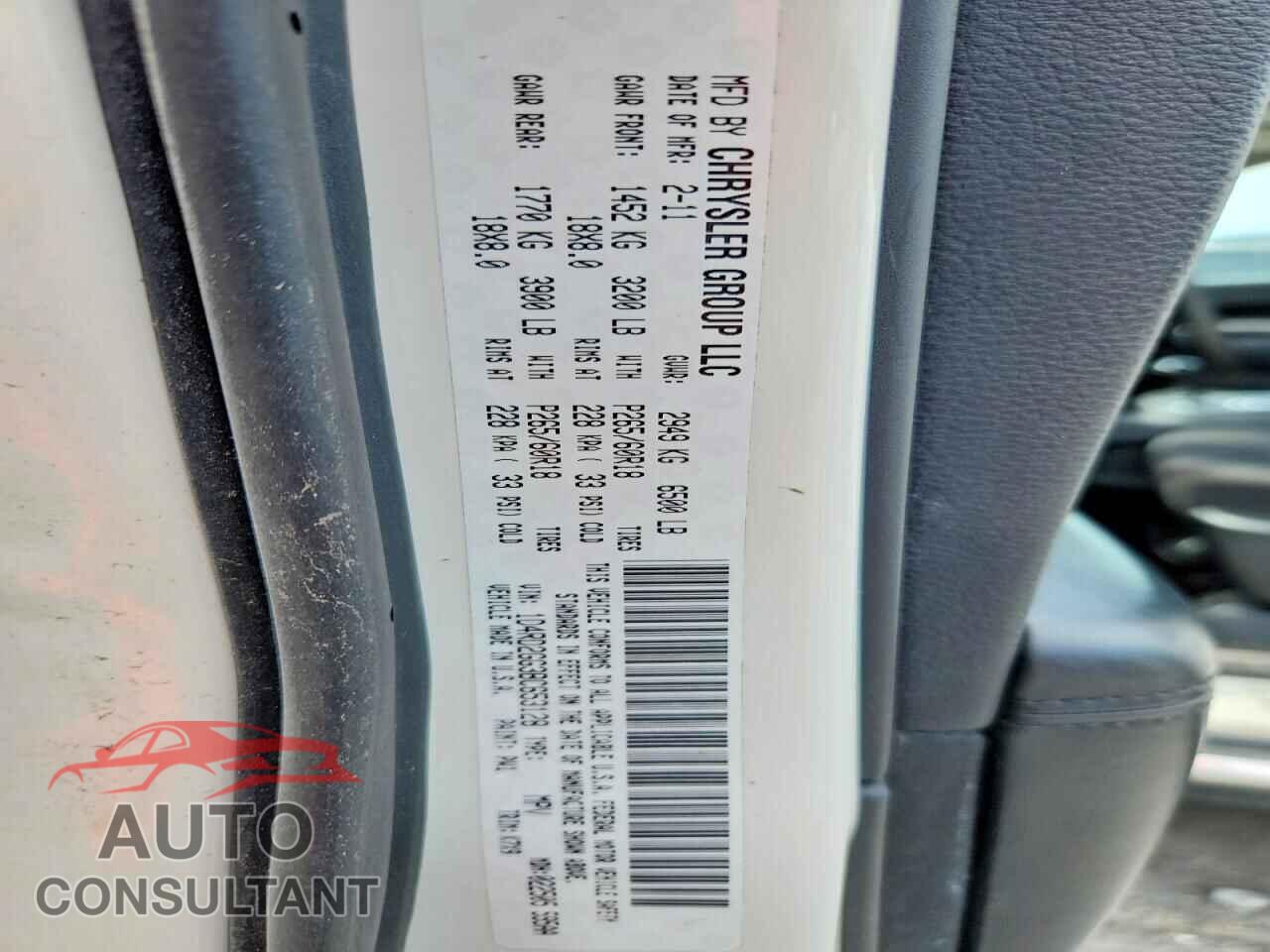 DODGE DURANGO 2011 - 1D4RD2GG3BC653128
