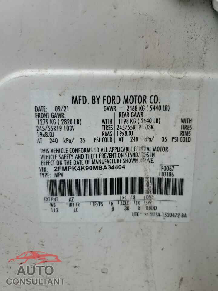 FORD EDGE 2021 - 2FMPK4K90MBA34404