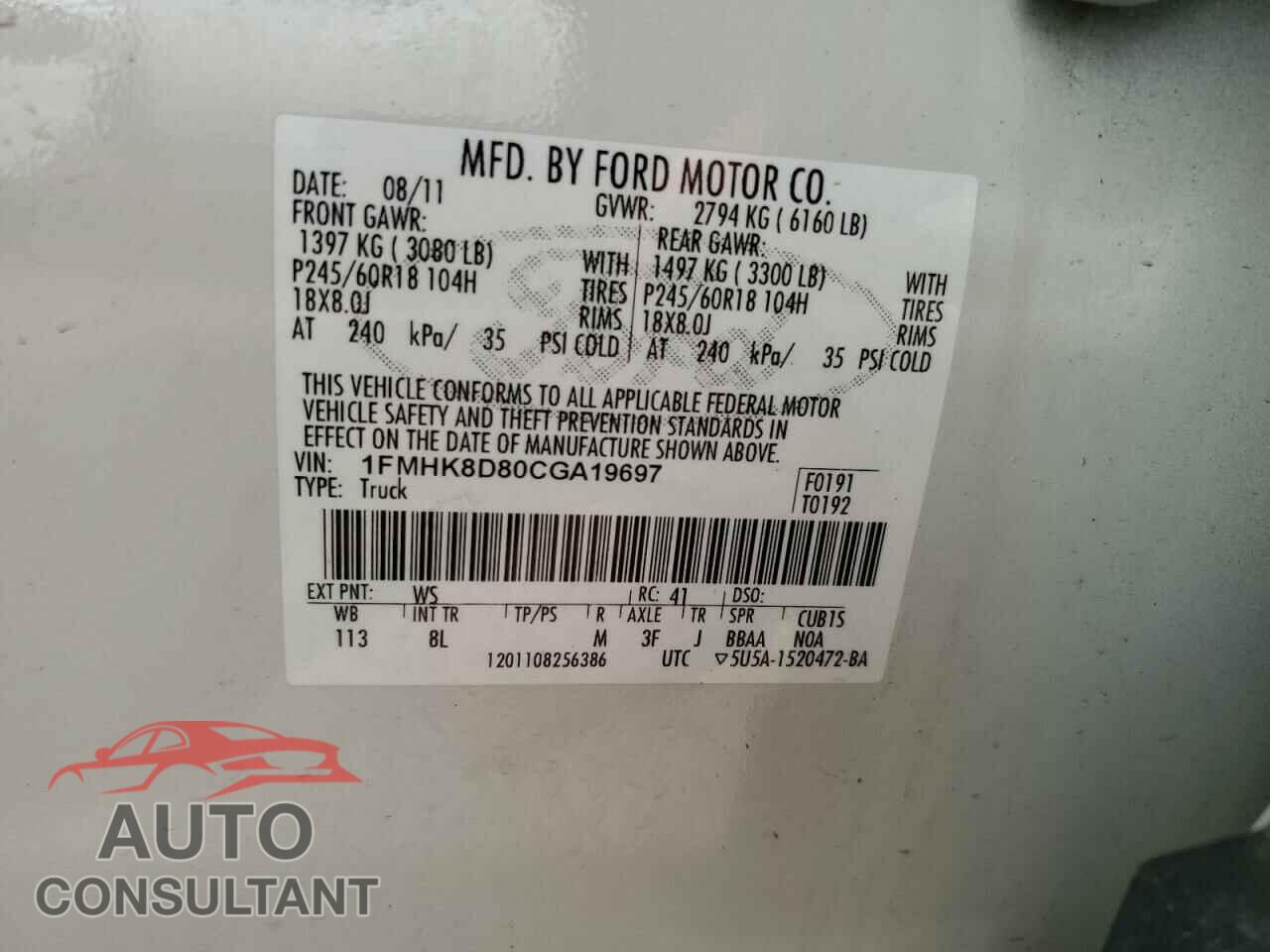 FORD EXPLORER 2012 - 1FMHK8D80CGA19697