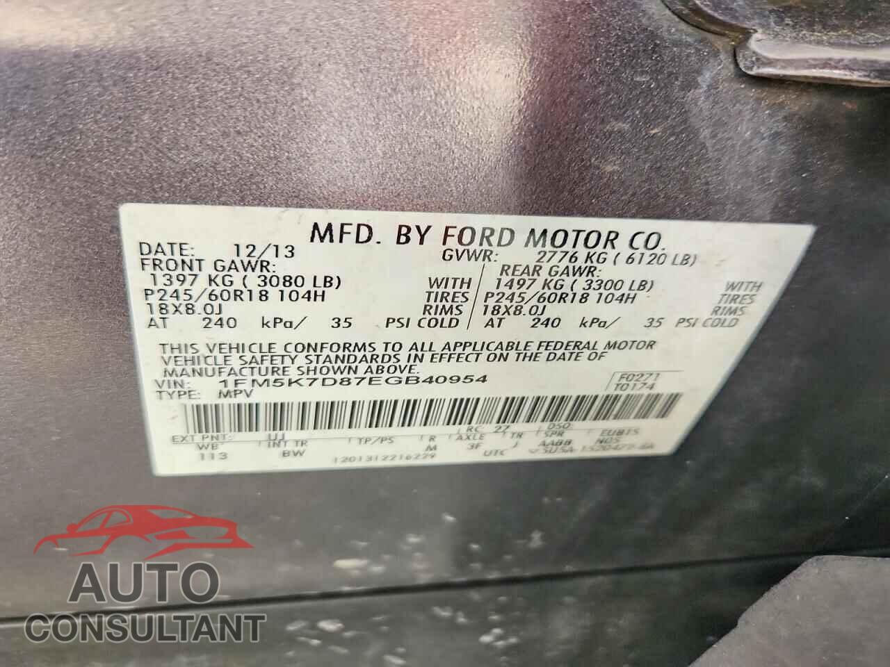 FORD EXPLORER 2014 - 1FM5K7D87EGB40954