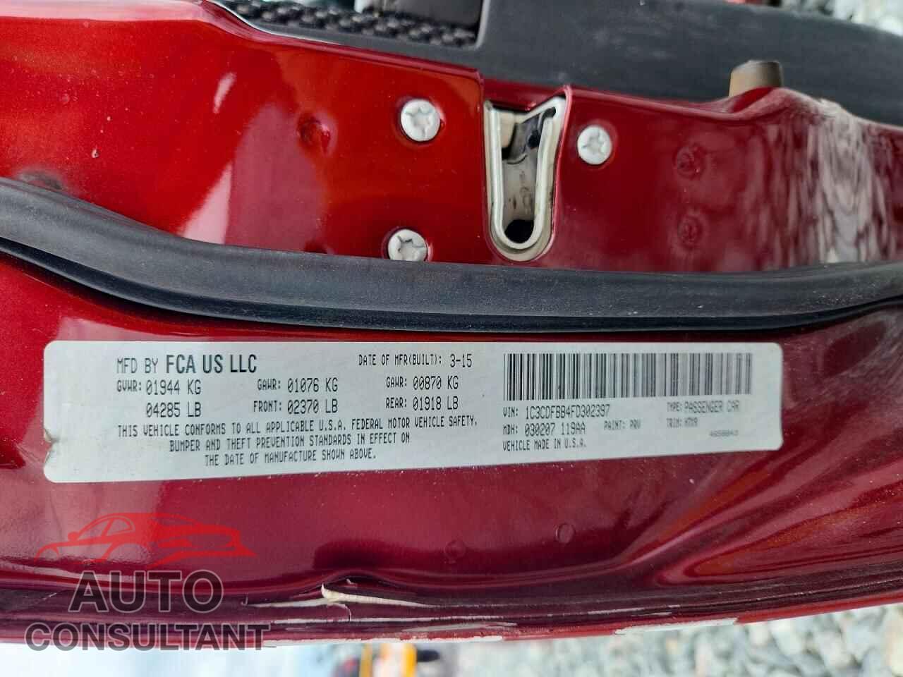 DODGE DART 2015 - 1C3CDFBB4FD302397