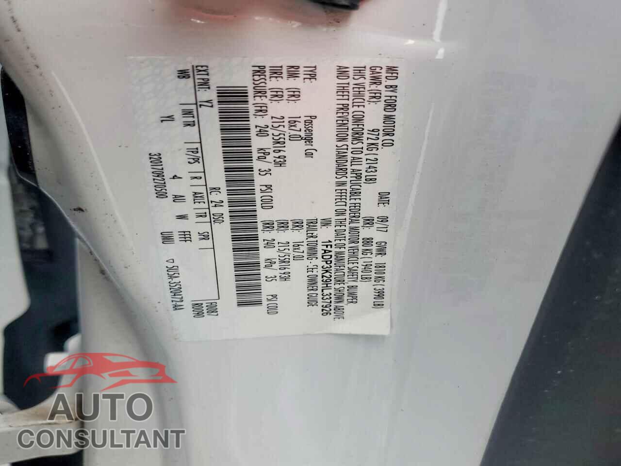 FORD FOCUS 2017 - 1FADP3K29HL337926