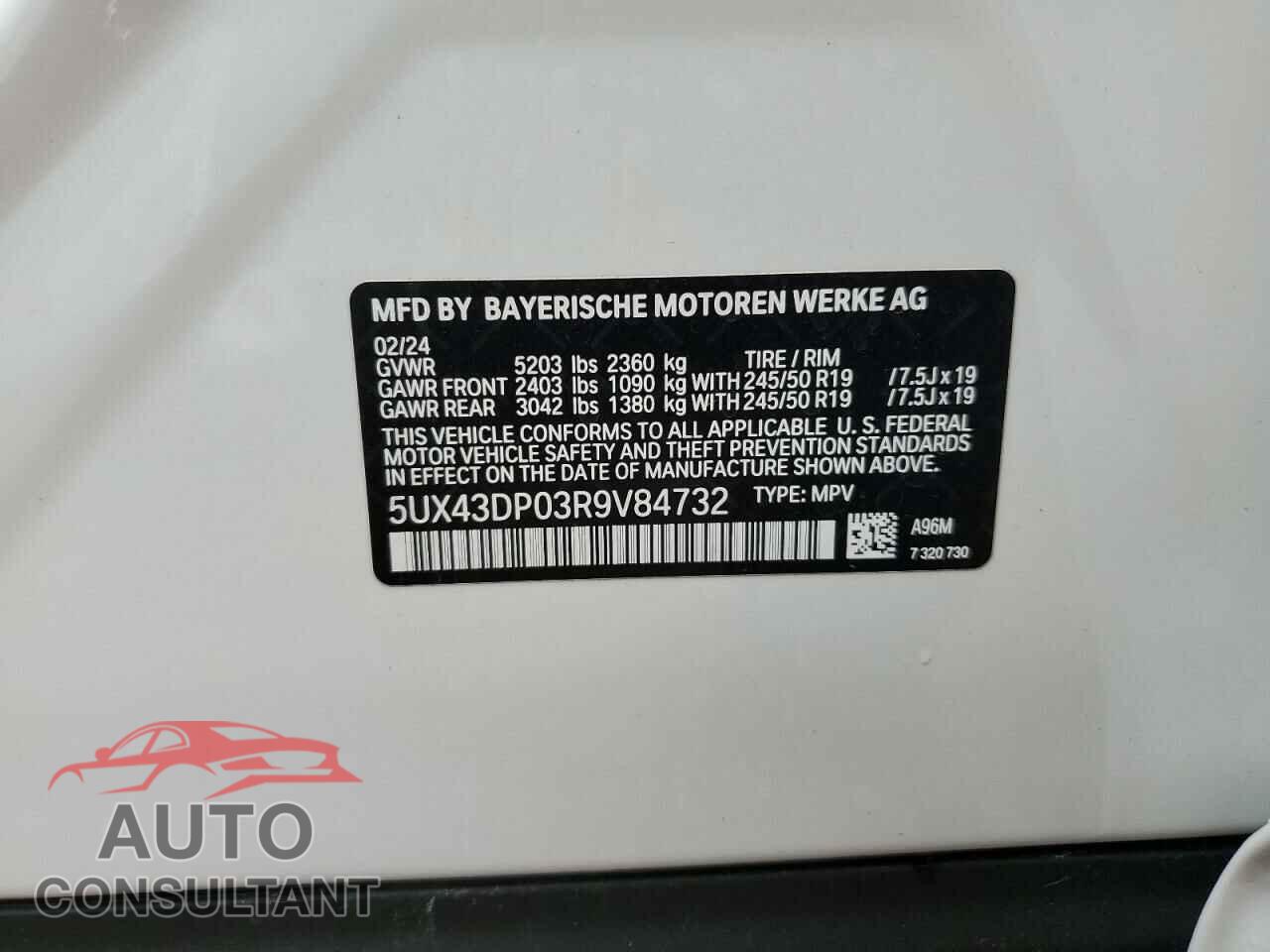 BMW X3 2024 - 5UX43DP03R9V84732