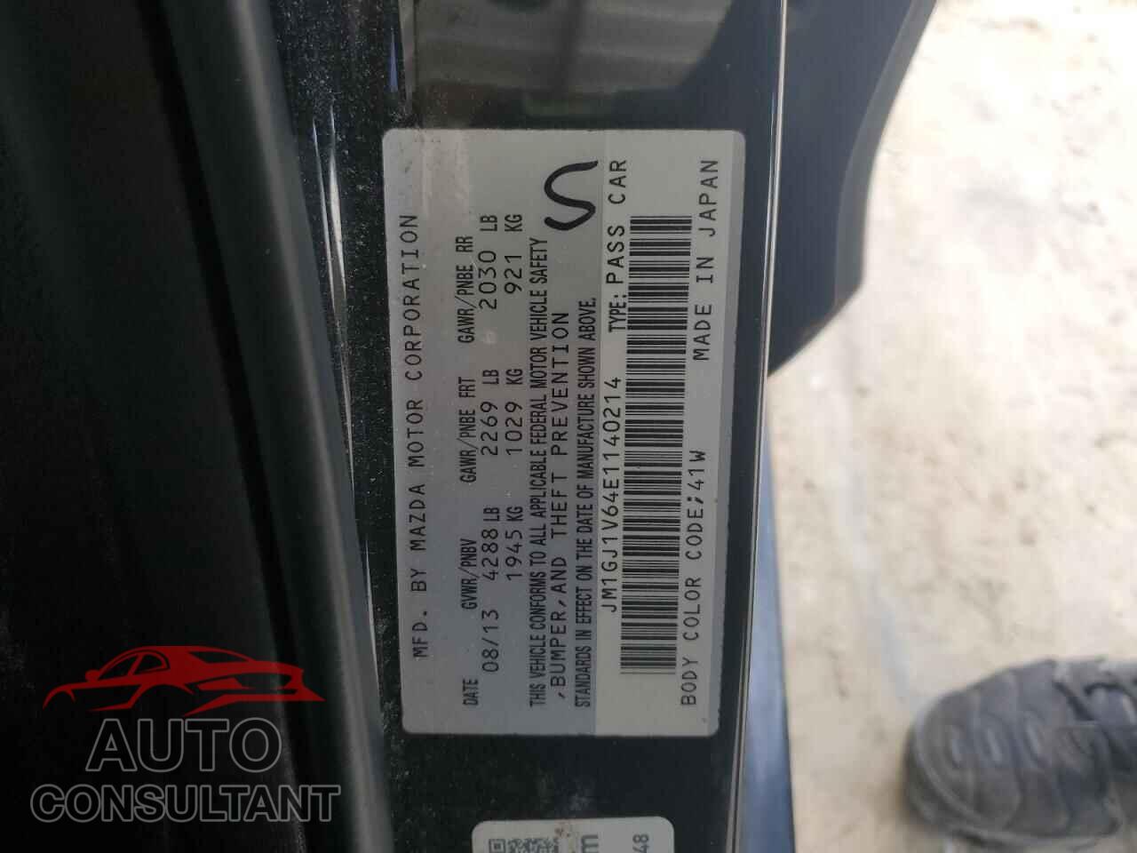 MAZDA 6 2014 - JM1GJ1V64E1140214