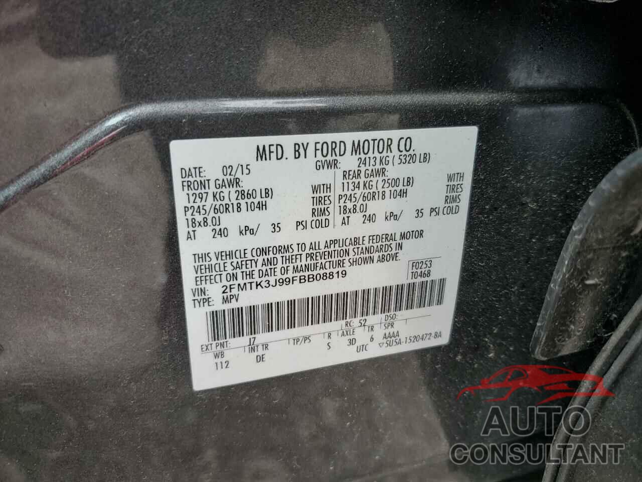 FORD EDGE 2015 - 2FMTK3J99FBB08819