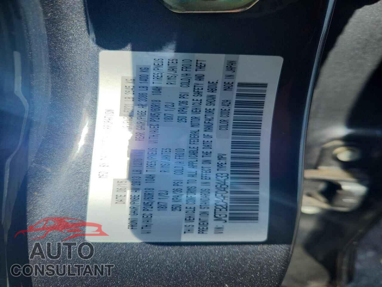 MAZDA CX-9 2015 - JM3TB2CA4F0464433