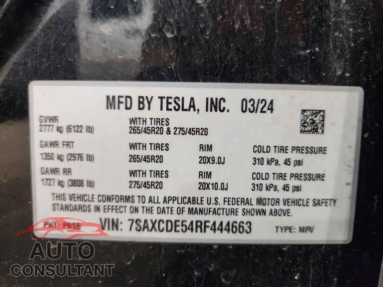 TESLA MODEL X 2024 - 7SAXCDE54RF444663