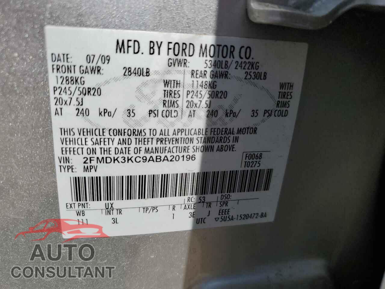 FORD EDGE 2010 - 2FMDK3KC9ABA20196