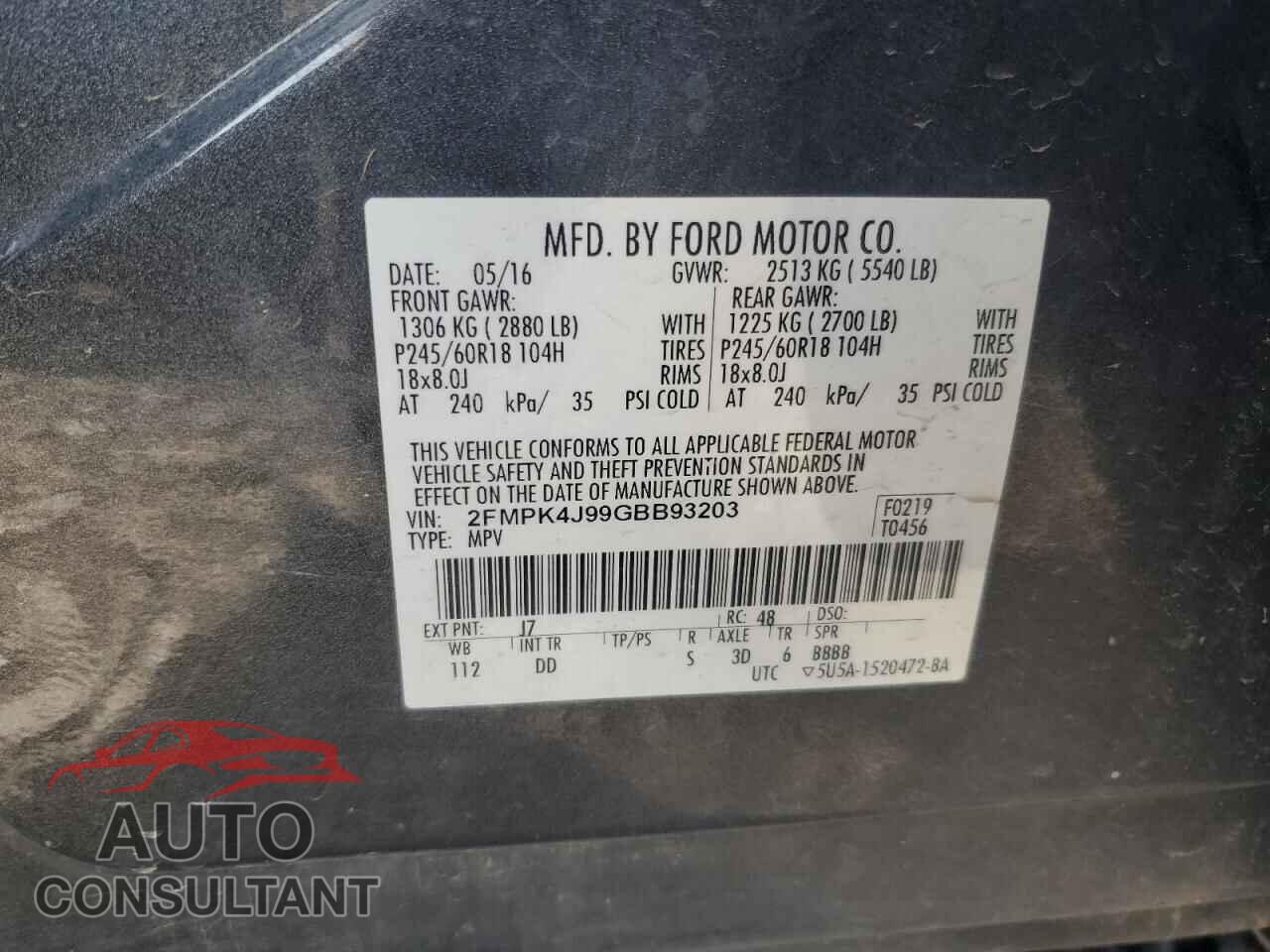 FORD EDGE 2016 - 2FMPK4J99GBB93203
