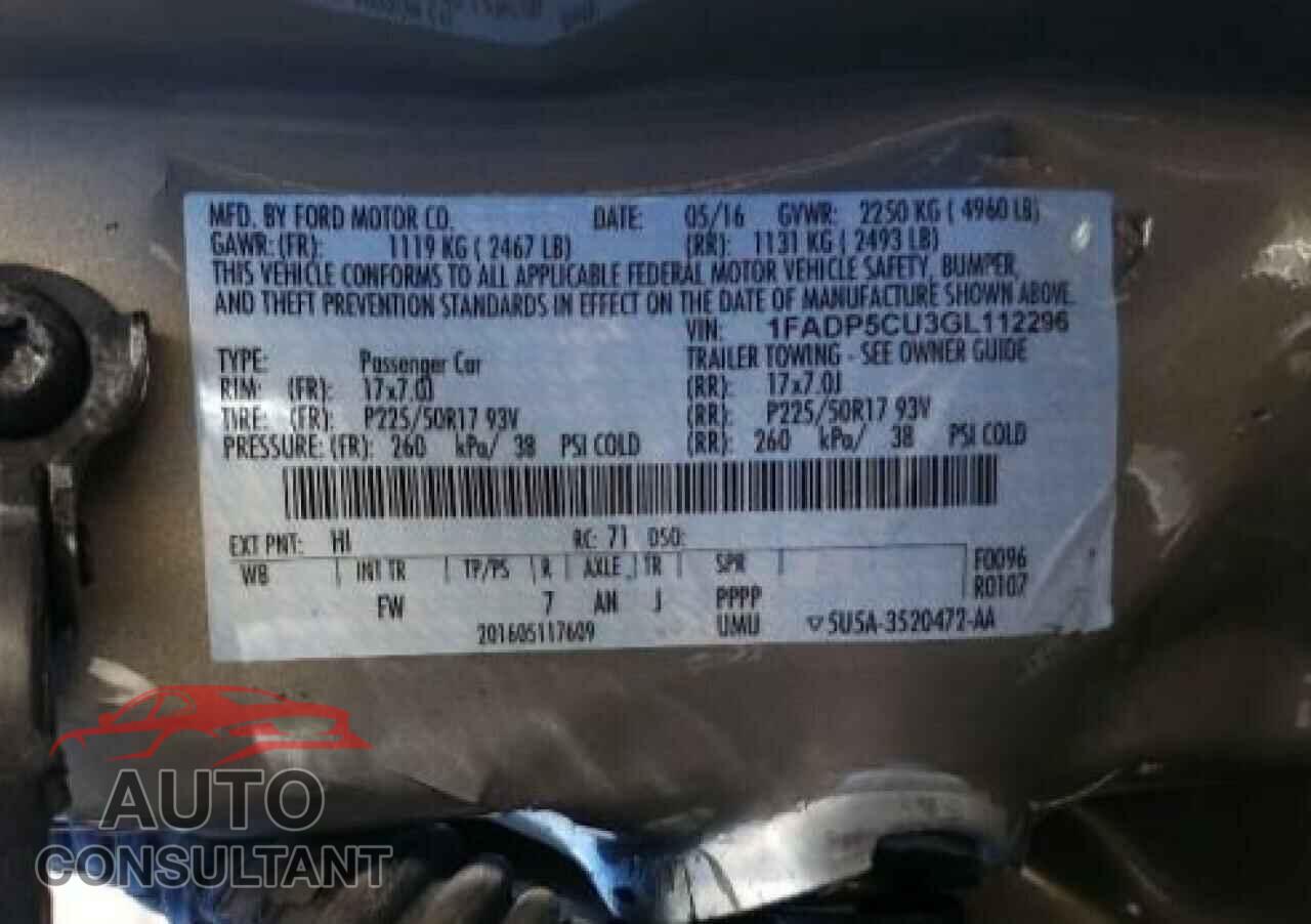 FORD CMAX 2016 - 1FADP5CU3GL112296
