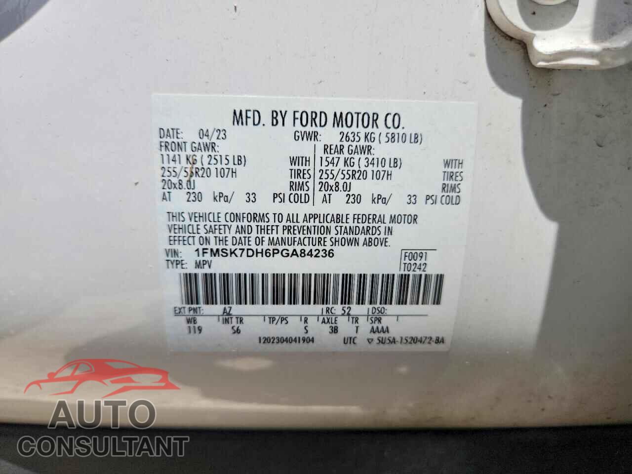 FORD EXPLORER 2023 - 1FMSK7DH6PGA84236