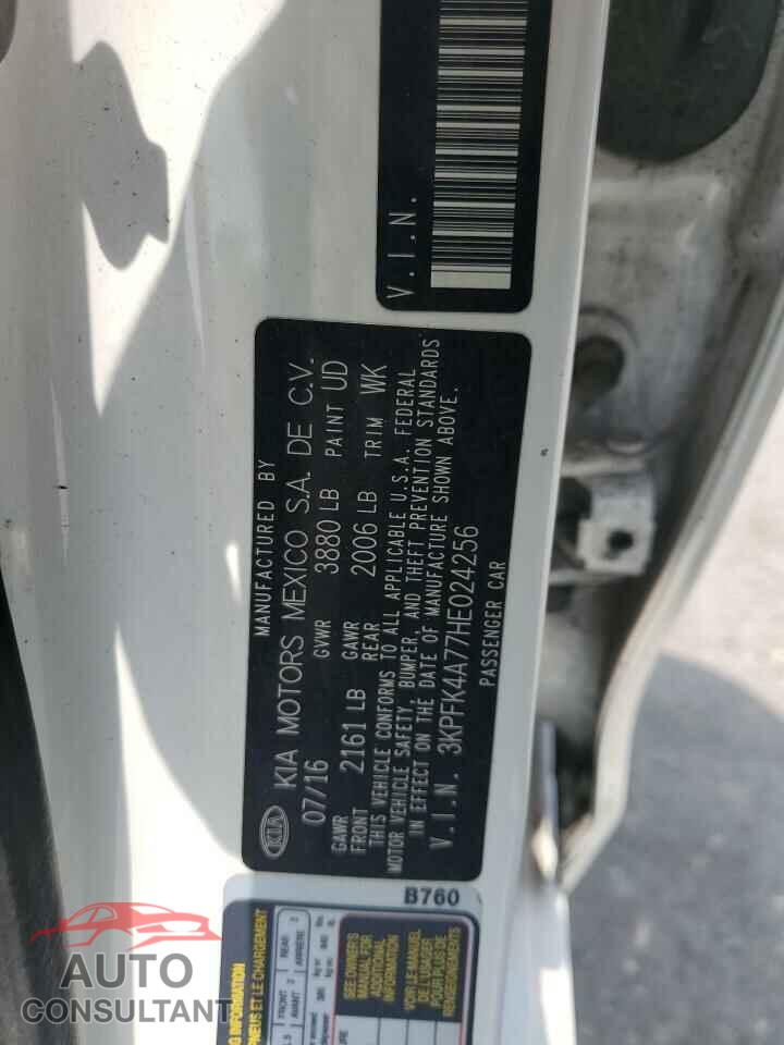 KIA FORTE 2017 - 3KPFK4A77HE024256