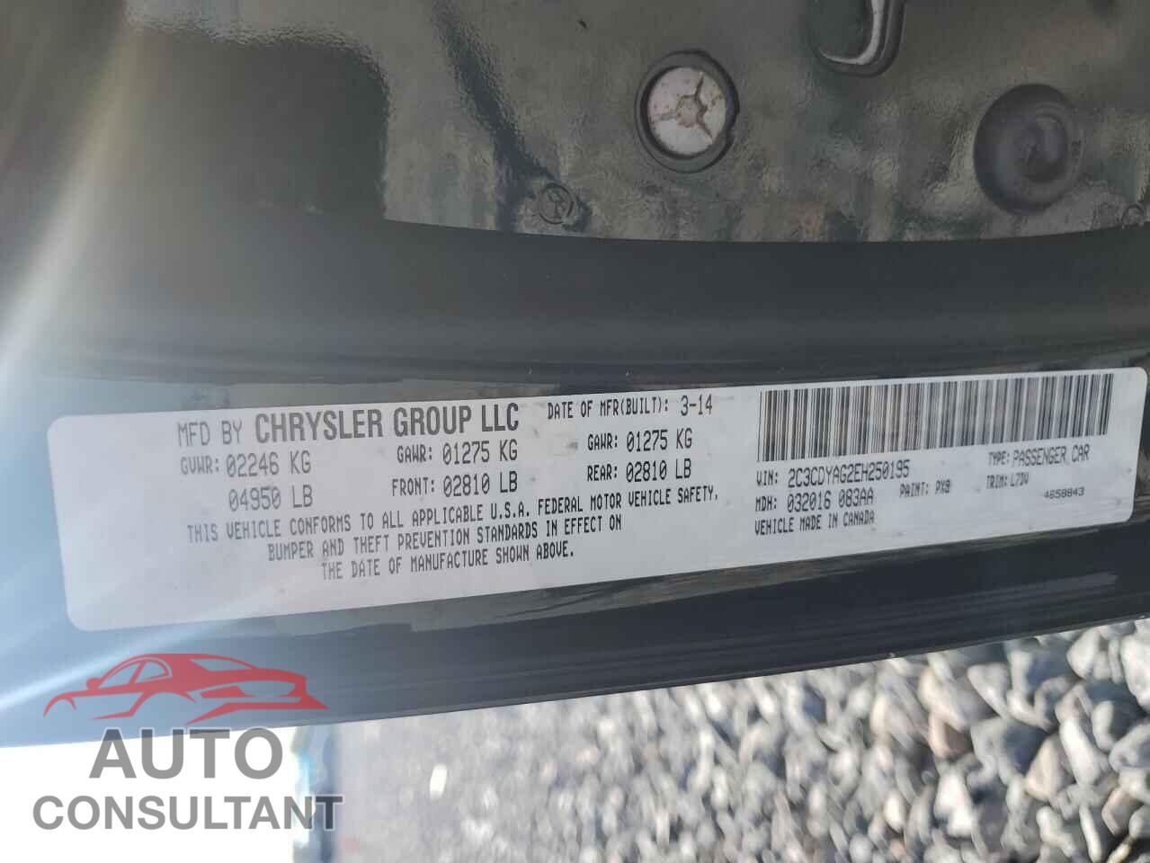 DODGE CHALLENGER 2014 - 2C3CDYAG2EH250195