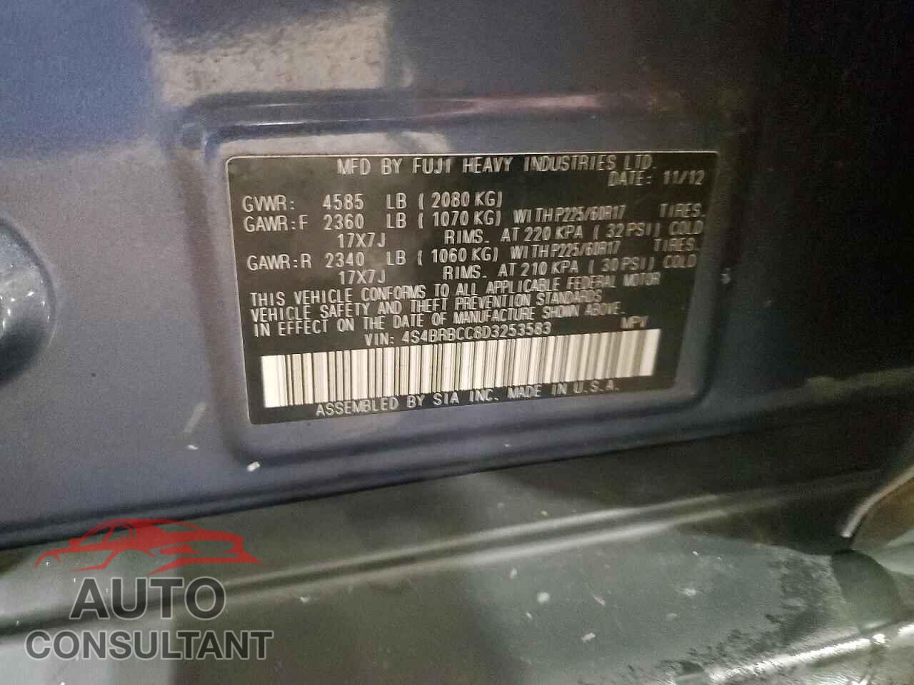 SUBARU OUTBACK 2013 - 4S4BRBCC8D3253583