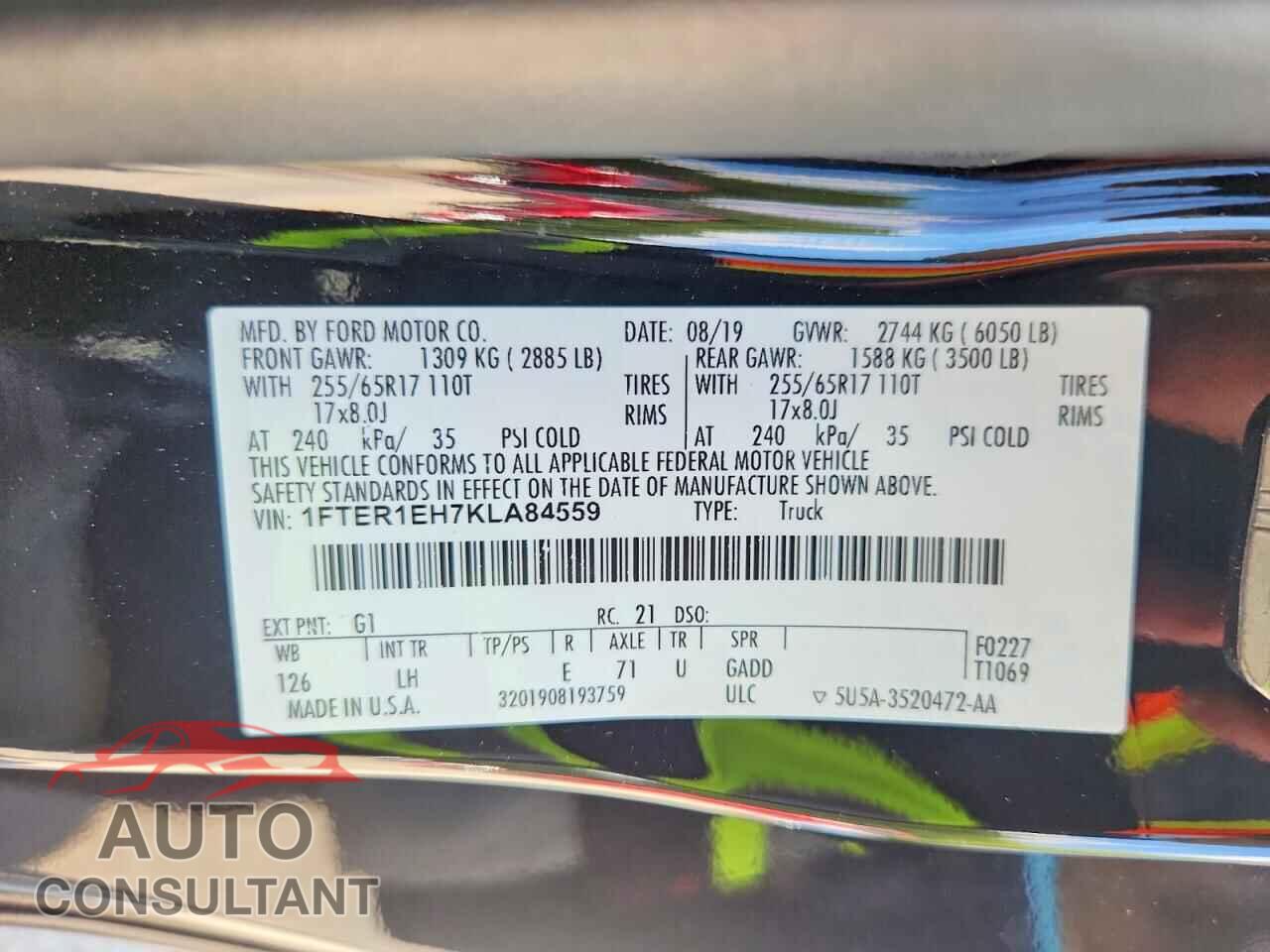 FORD RANGER 2019 - 1FTER1EH7KLA84559