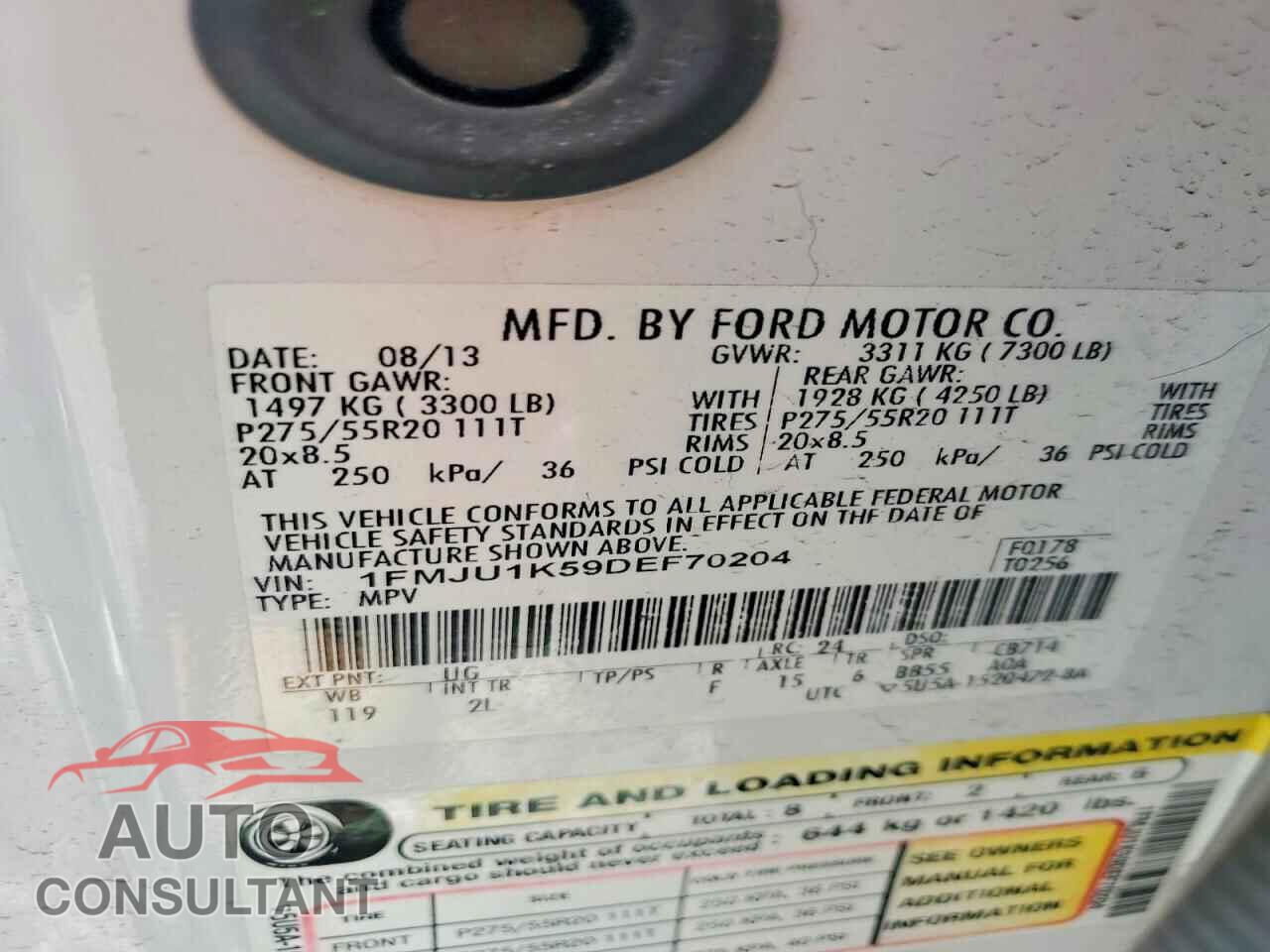 FORD EXPEDITION 2013 - 1FMJU1K59DEF70204