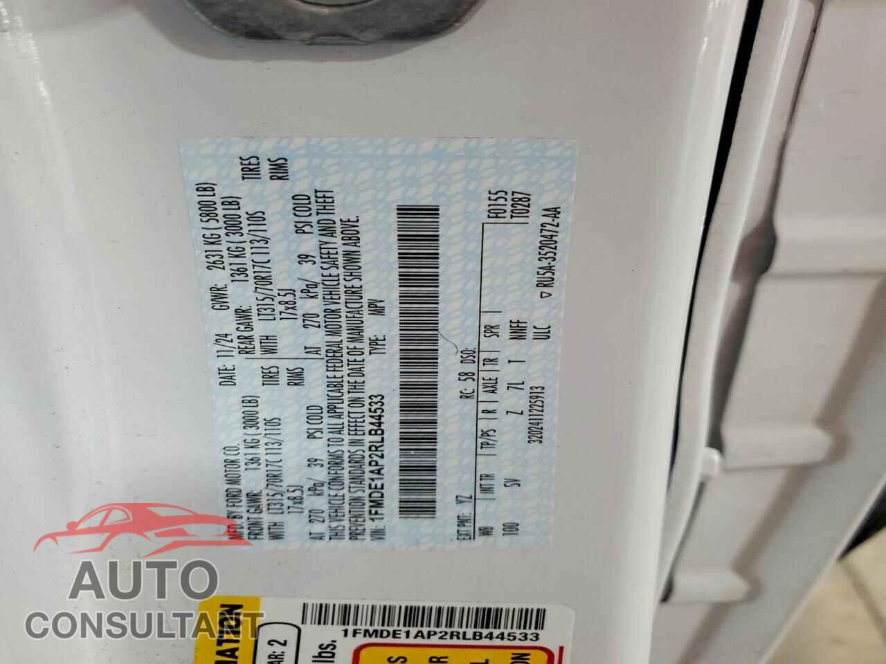 FORD BRONCO 2024 - 1FMDE1AP2RLB44533