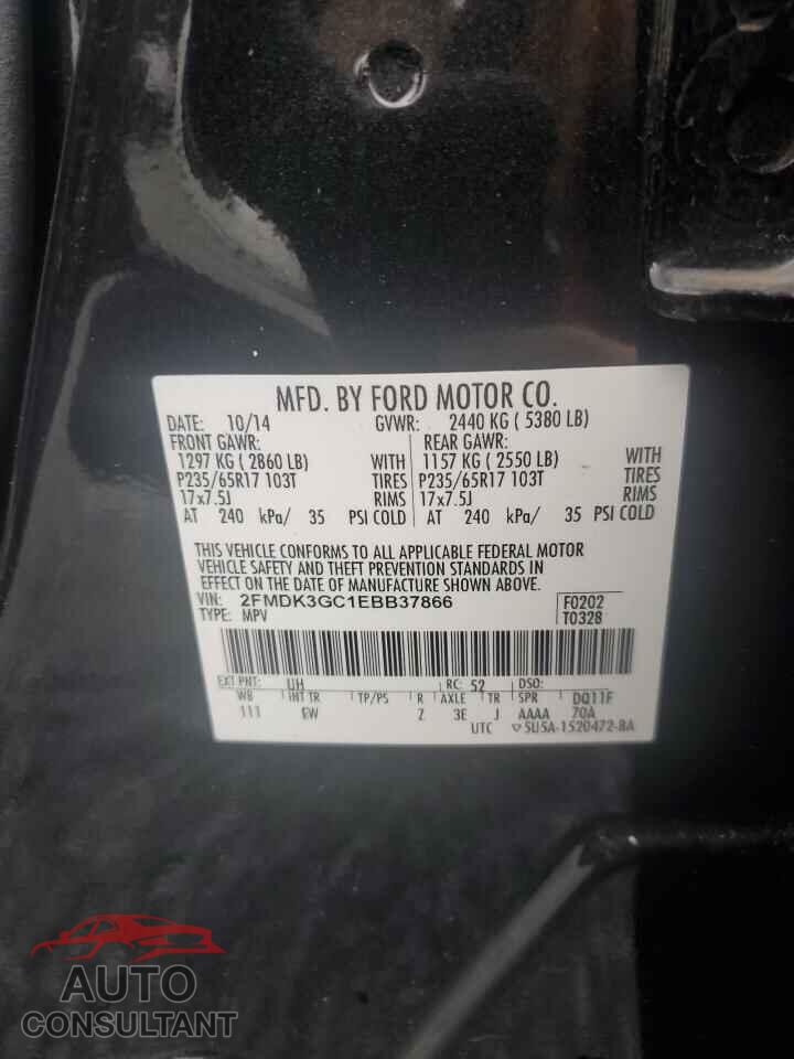 FORD EDGE 2014 - 2FMDK3GC1EBB37866