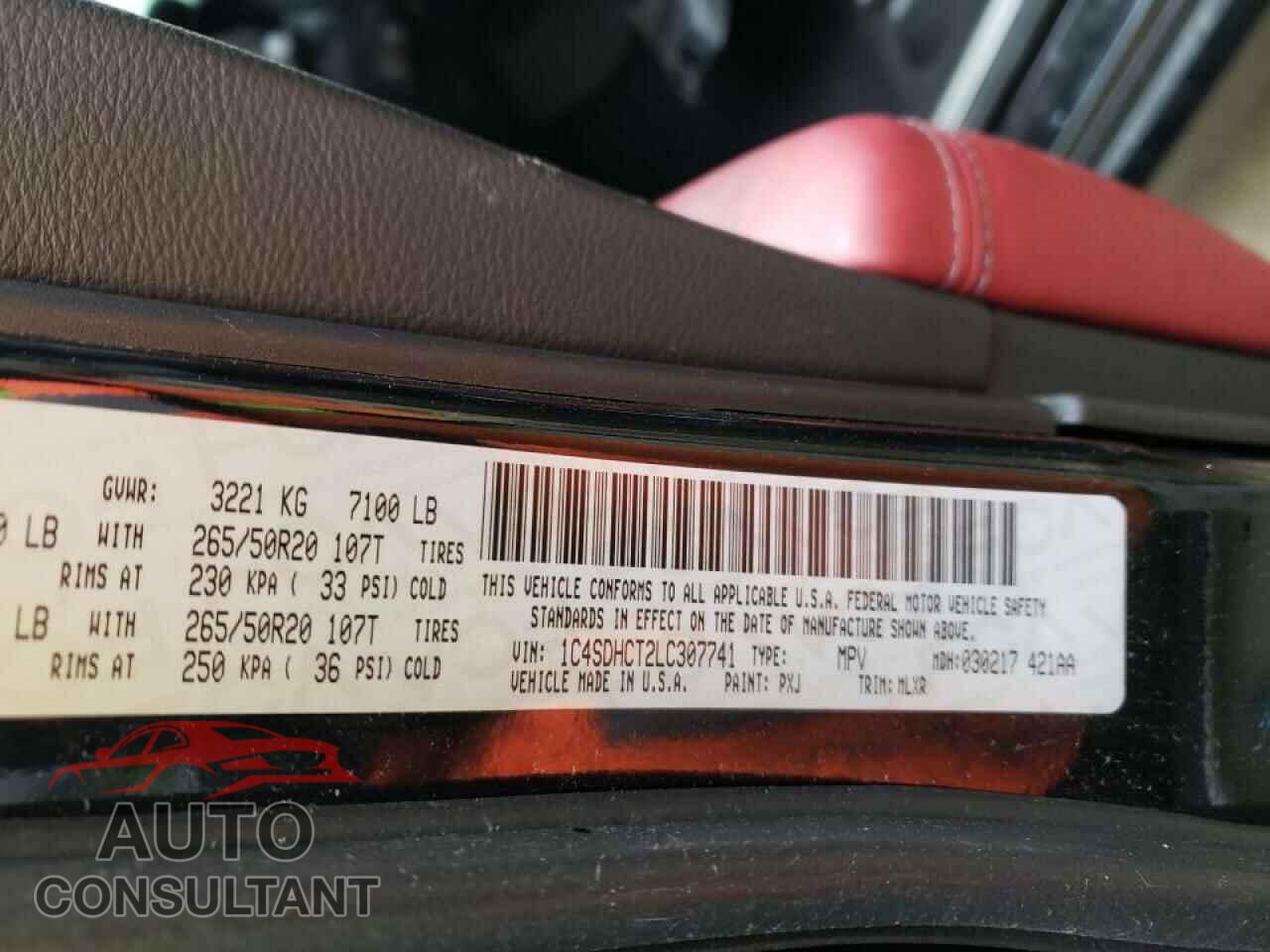 DODGE DURANGO 2020 - 1C4SDHCT2LC307741