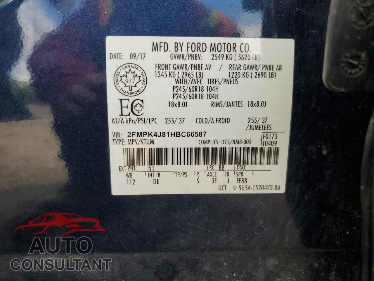 FORD EDGE 2017 - 2FMPK4J81HBC66587