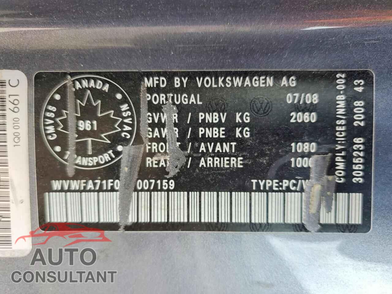 VOLKSWAGEN EOS 2009 - WVWFA71F09V007159