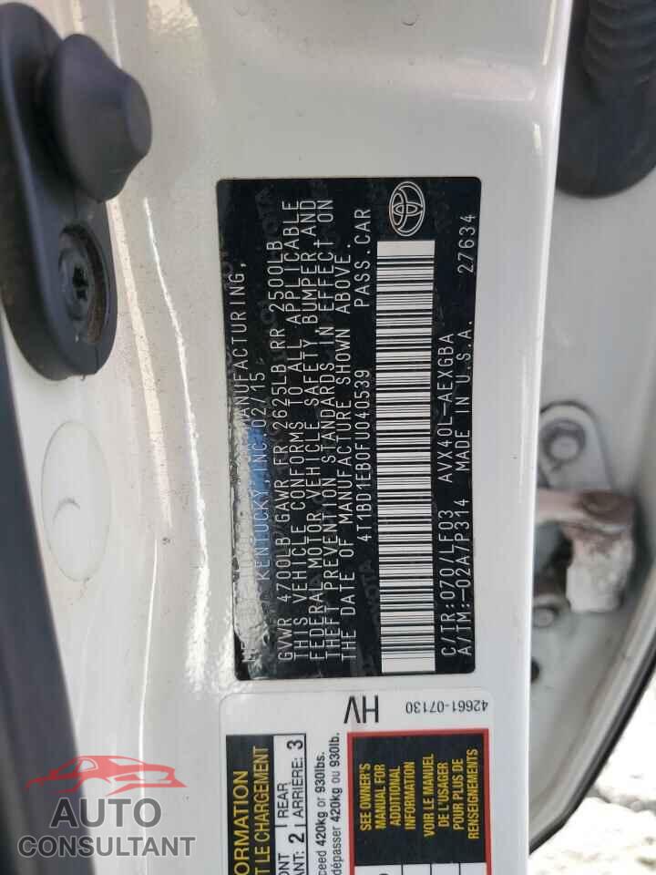 TOYOTA AVALON 2015 - 4T1BD1EB0FU040539