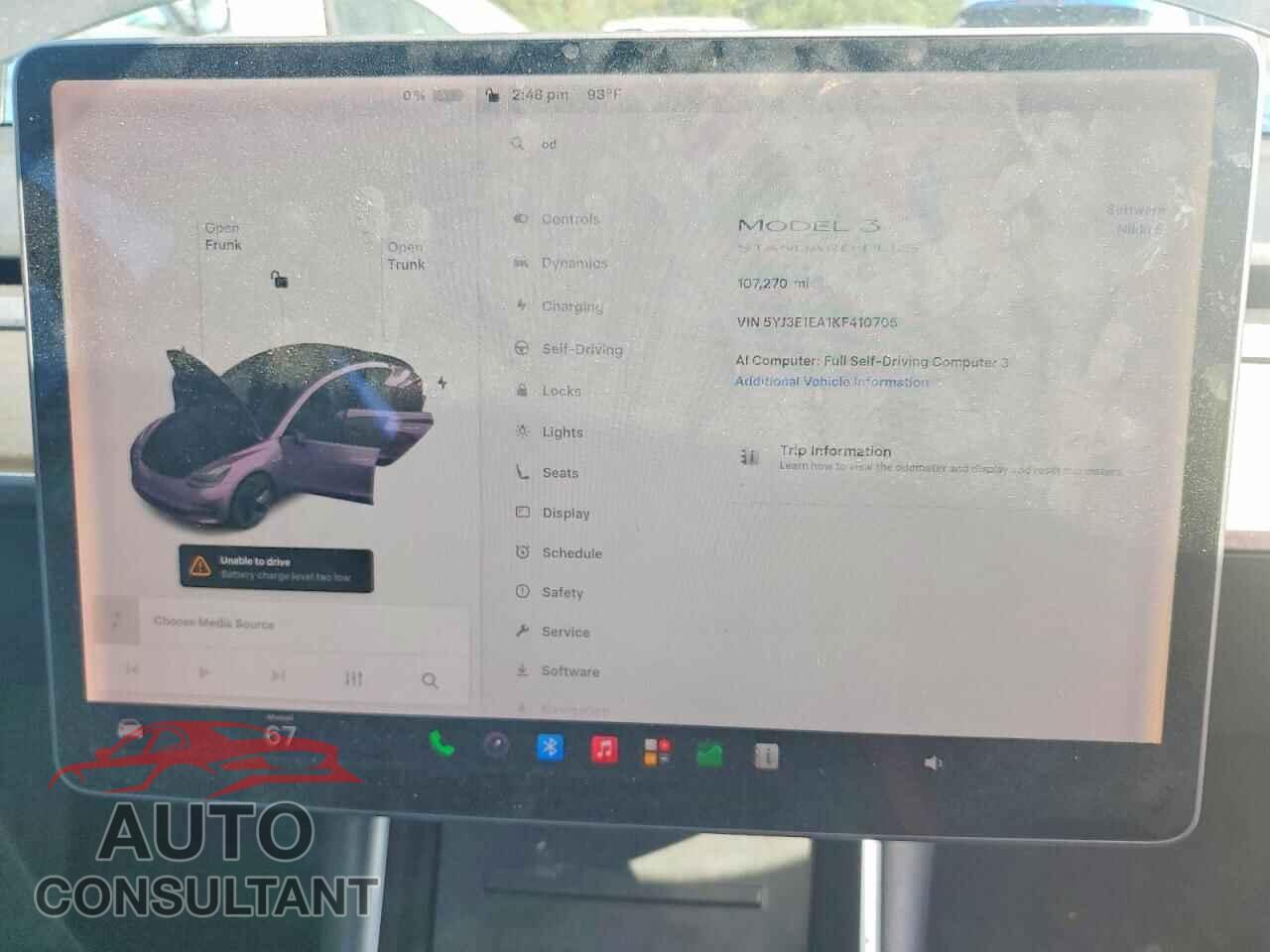 TESLA MODEL 3 2019 - 5YJ3E1EA1KF410705