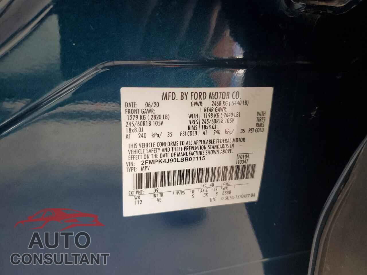 FORD EDGE 2020 - 2FMPK4J90LBB01115