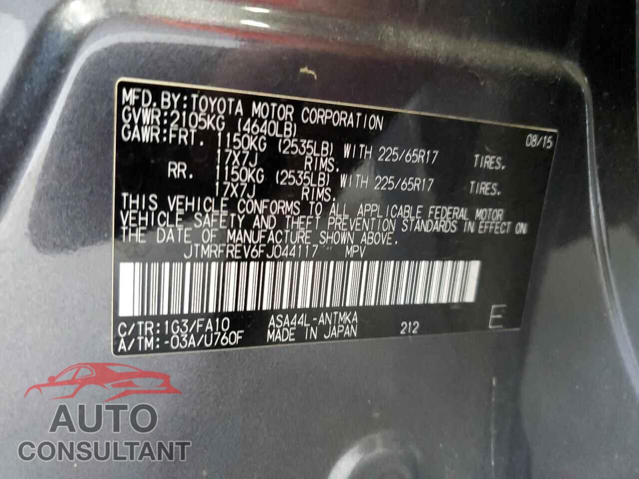 TOYOTA RAV4 2015 - JTMRFREV6FJ044117