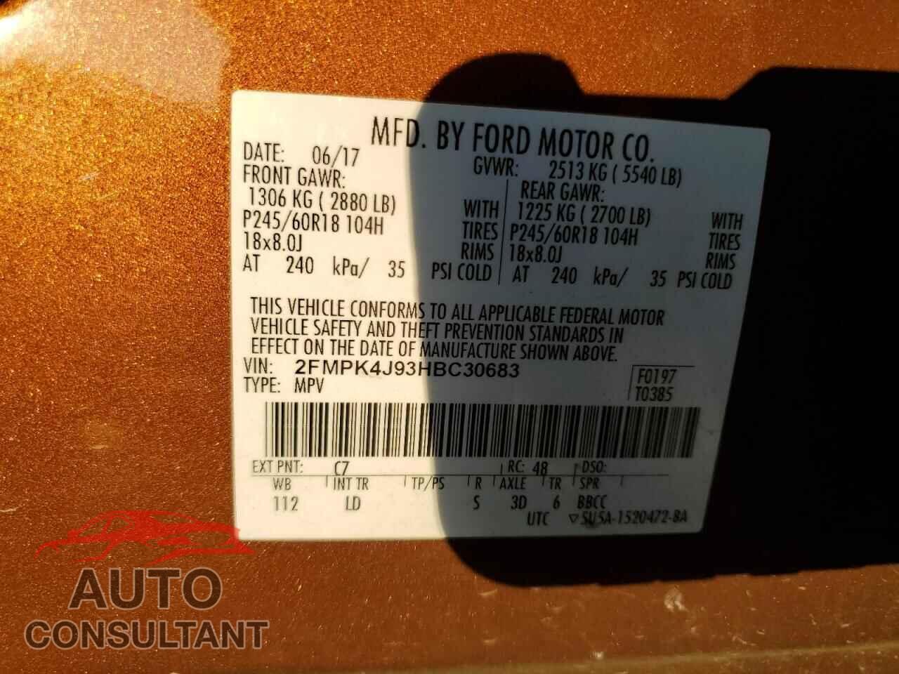 FORD EDGE 2017 - 2FMPK4J93HBC30683
