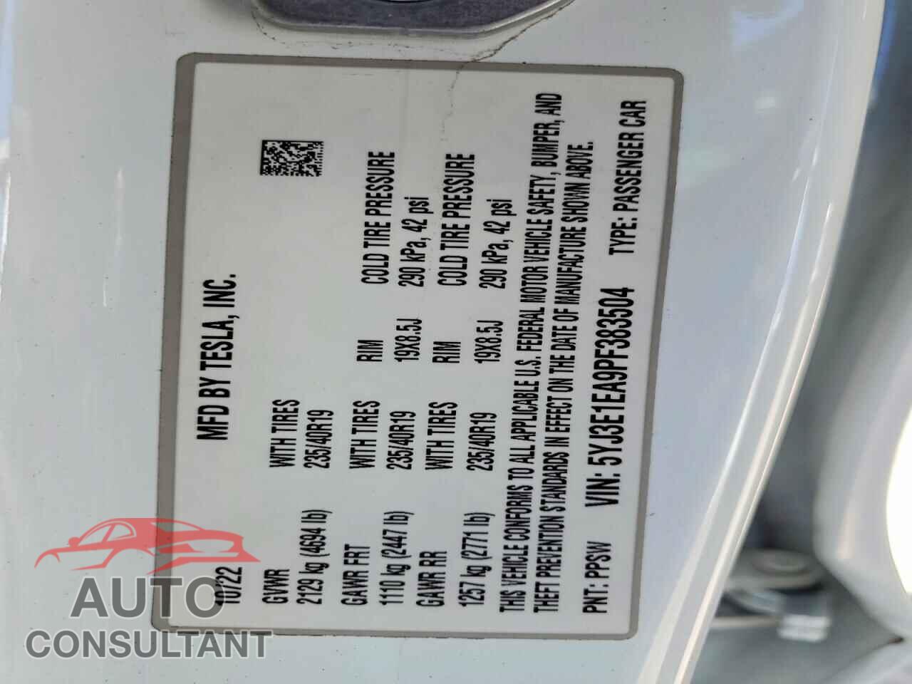 TESLA MODEL 3 2023 - 5YJ3E1EA9PF383504
