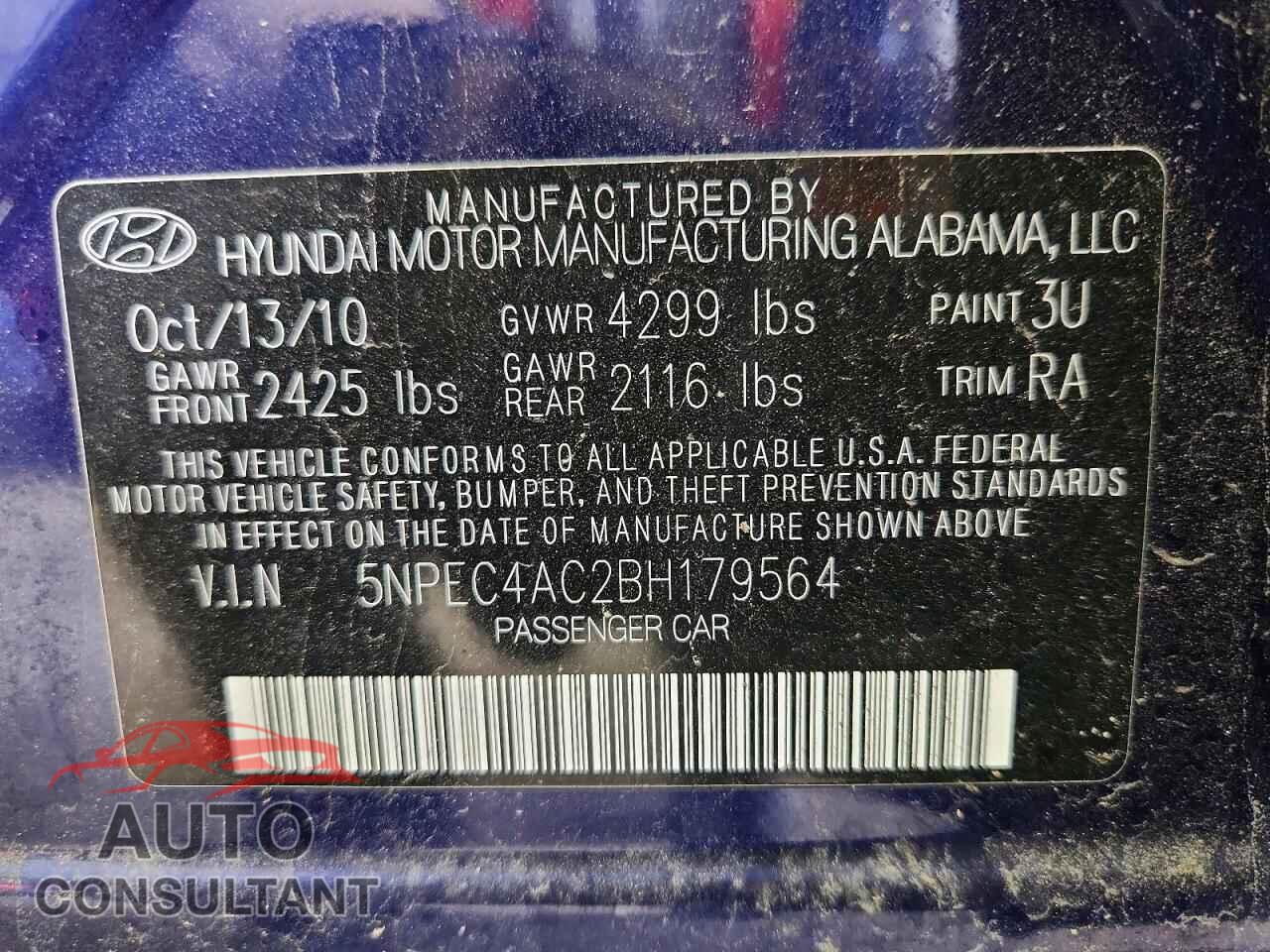 HYUNDAI SONATA 2011 - 5NPEC4AC2BH179564