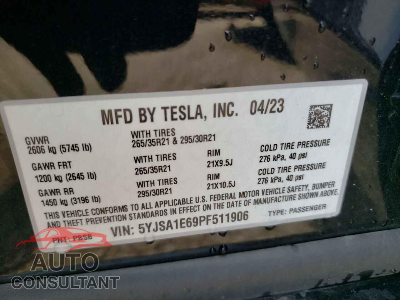 TESLA MODEL S 2023 - 5YJSA1E69PF511906
