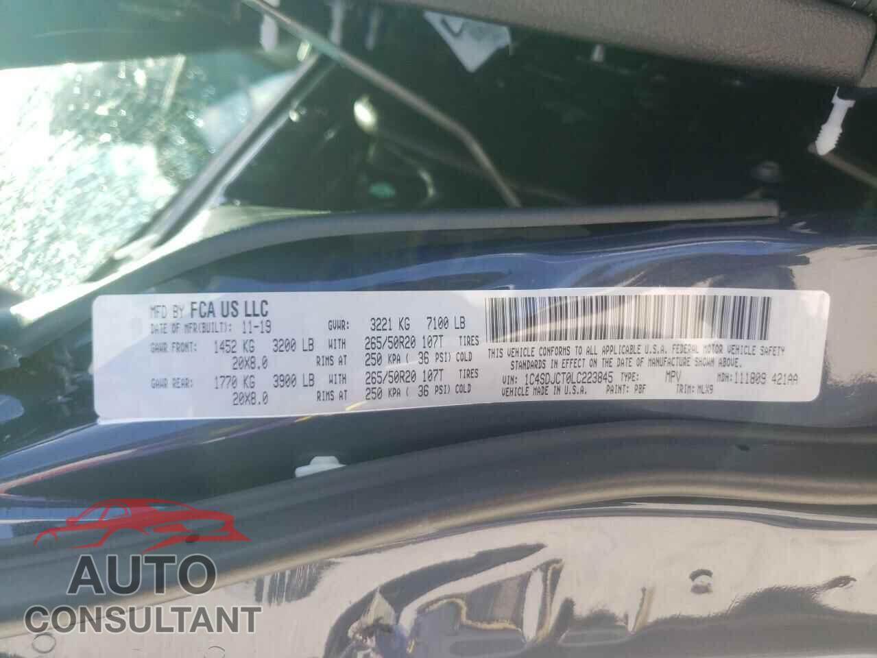 DODGE DURANGO 2020 - 1C4SDJCT0LC223845