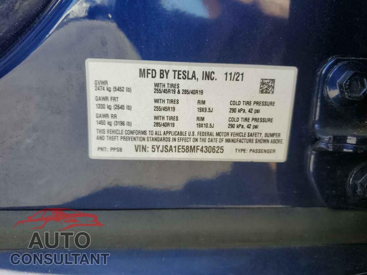 TESLA MODEL S 2021 - 5YJSA1E58MF430625