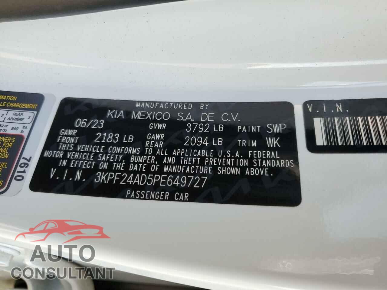 KIA FORTE 2023 - 3KPF24AD5PE649727