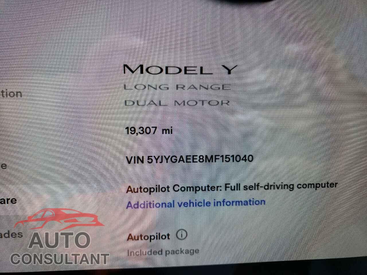 TESLA MODEL Y 2021 - 5YJYGAEE8MF151040